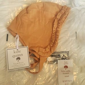 Kate Quinn 6-12 month ruffle bonnet in toast.